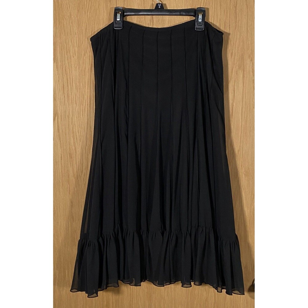 Y2K Vintage Midi Skirt Black Tiered Pleated Cottagecore Prairie Coquette Sz 14